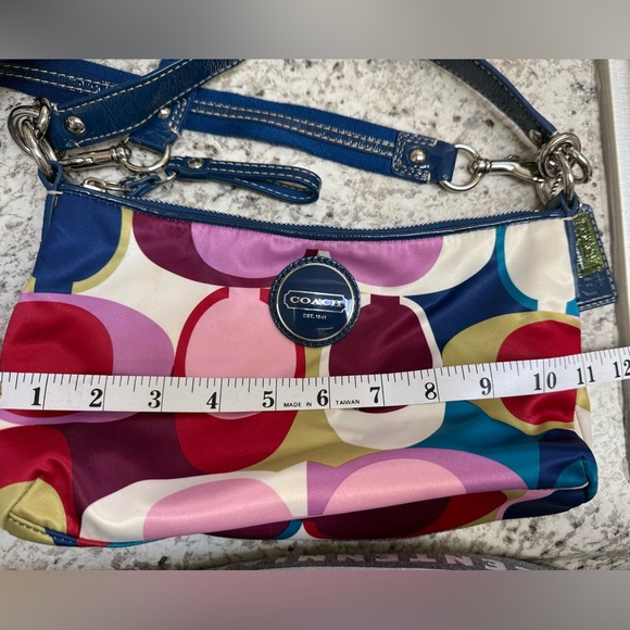 Coach Peyton Signature Multicolored Sateen Scarf Print Bag - Picture 14 of 16